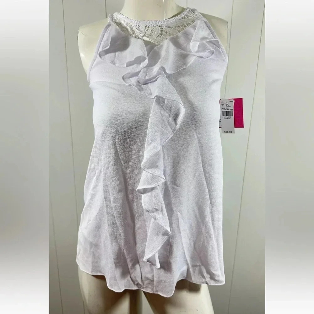 IZ Byer Sleeveless Girls Youth Blouse Boho Ruffle Top White Shirt Size L…